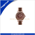 Transparente Dial Inlaid Brown Band Automatic Watch